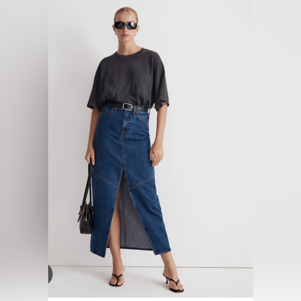 Denim Mid-Rise Maxi Skirt in Pineland Wash size 28